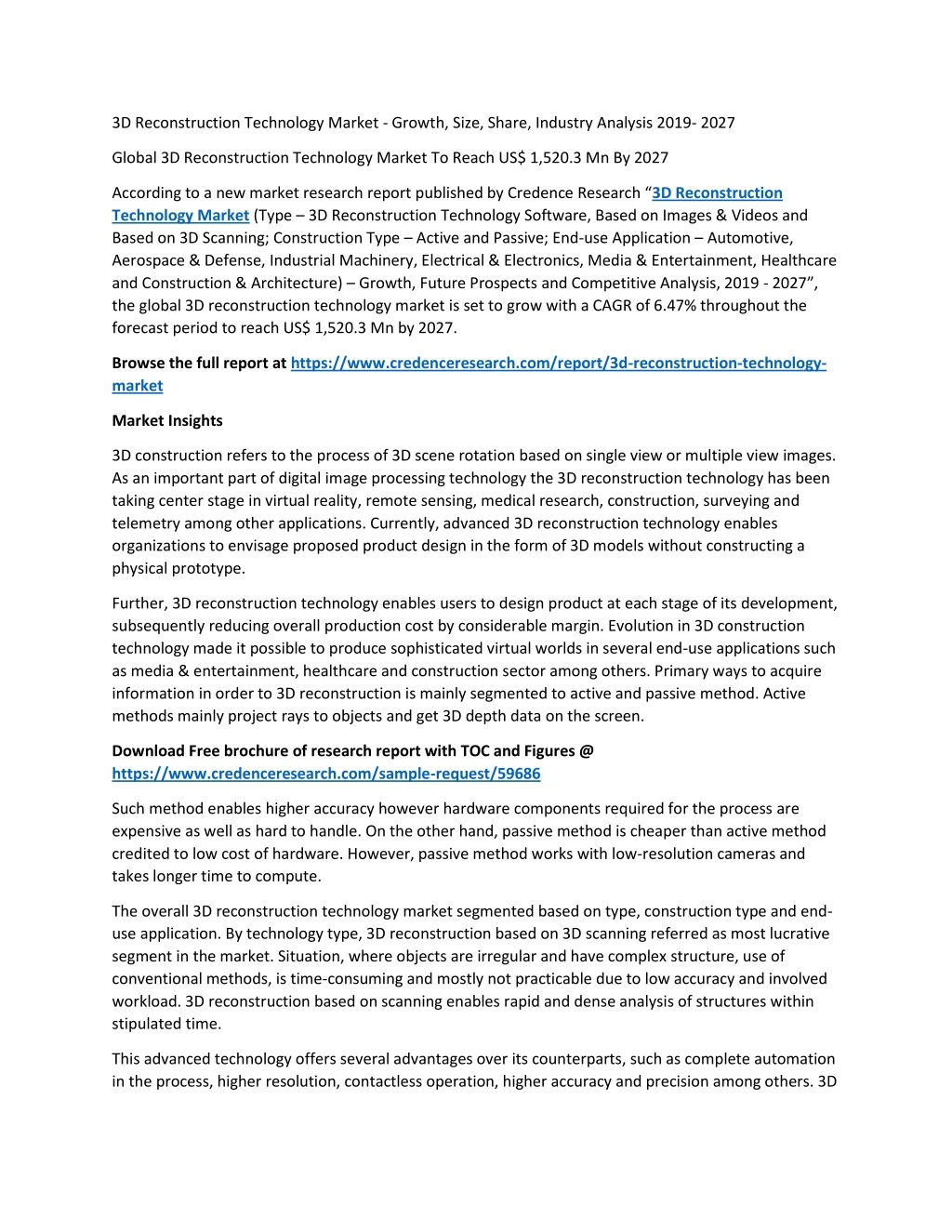 3d reconstruction technology market growth size