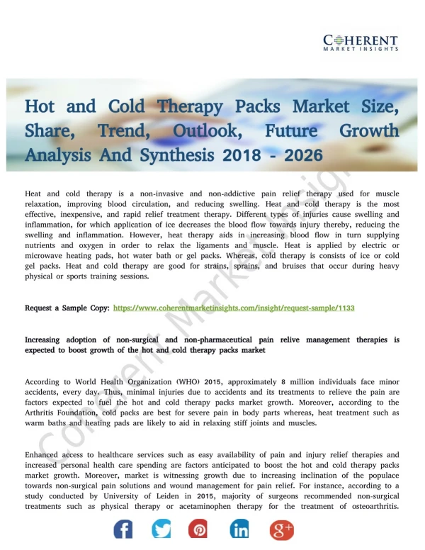 Hot and Cold Therapy Packs Market to Experience Significant Growth By 2026