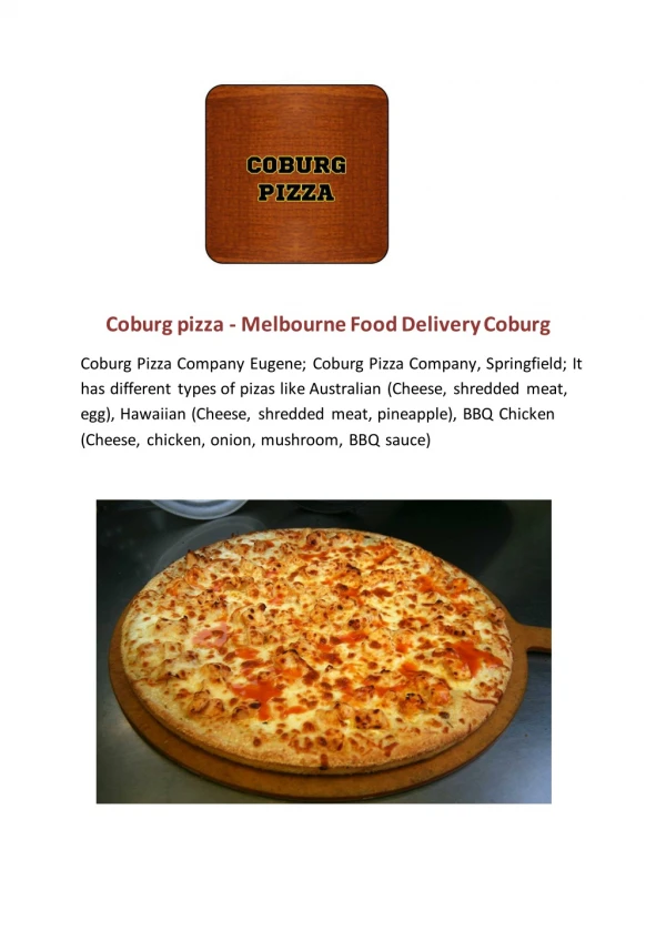 Coburg pizza - Melbourne Food Delivery Coburg