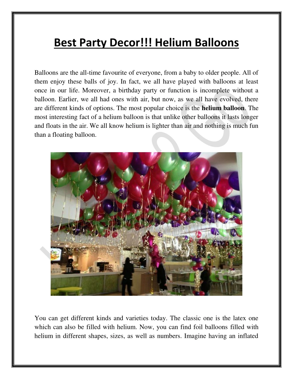 best party decor helium balloons