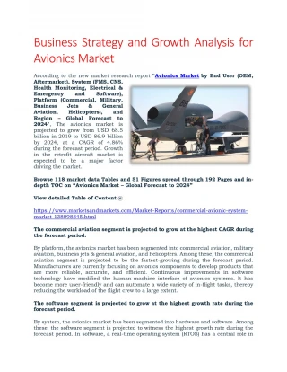 Business Strategy and Growth Analysis for Avionics Market - slide 1