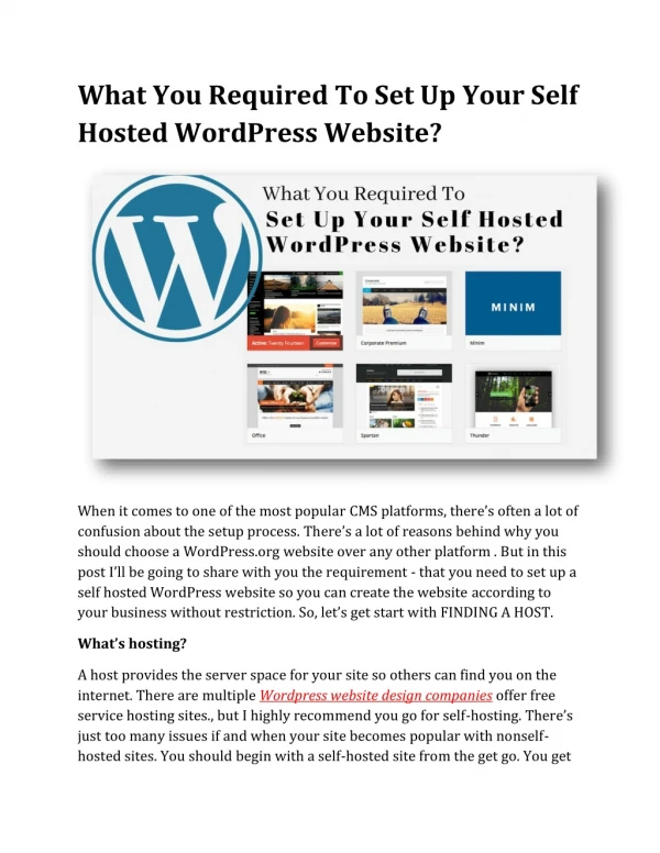 What You Required To Set Up Your Self Hosted WordPress Website?