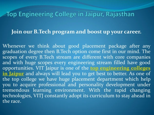 Top Engineering College in Jaipur, Rajasthan