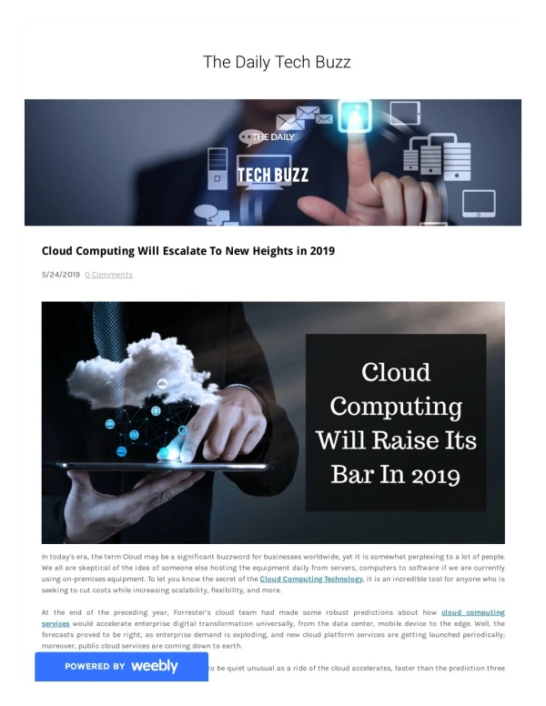 Cloud Computing Will Escalate To New Heights in 2019