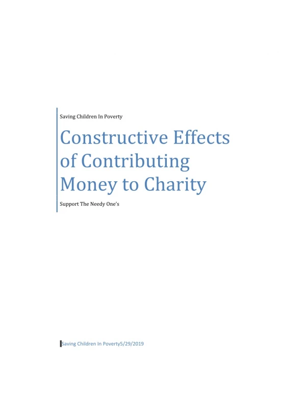 Constructive Effects of Contributing Money to Charity