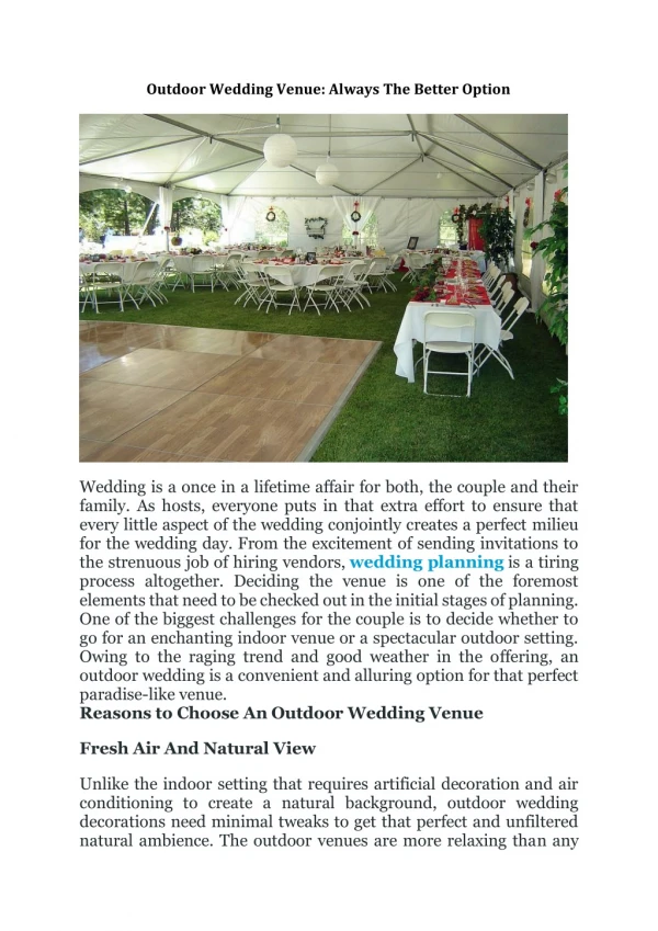 Outdoor Wedding Venue: Always The Better Option