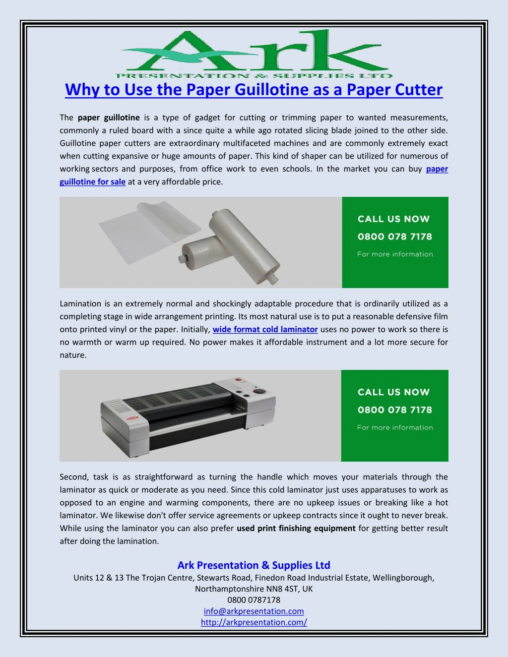 why to use the paper guillotine as a paper cutter