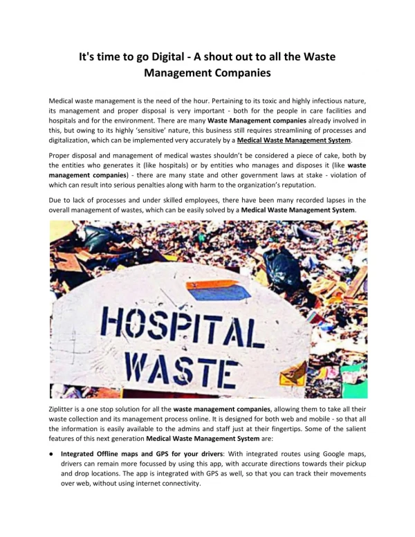 It's time to go Digital - A shout out to all the Waste Management Companies