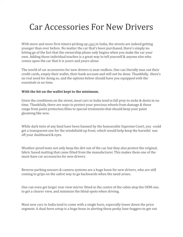 Car Accessories For New Drivers