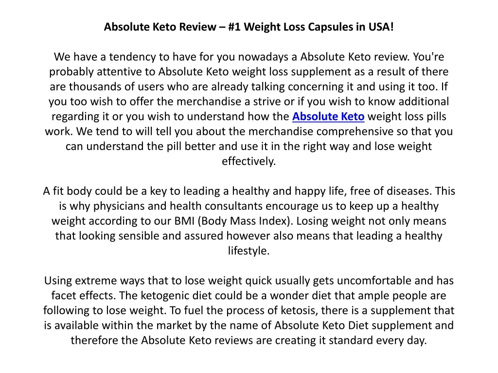absolute keto review 1 weight loss capsules
