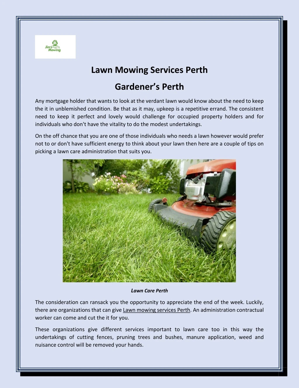 lawn mowing services perth
