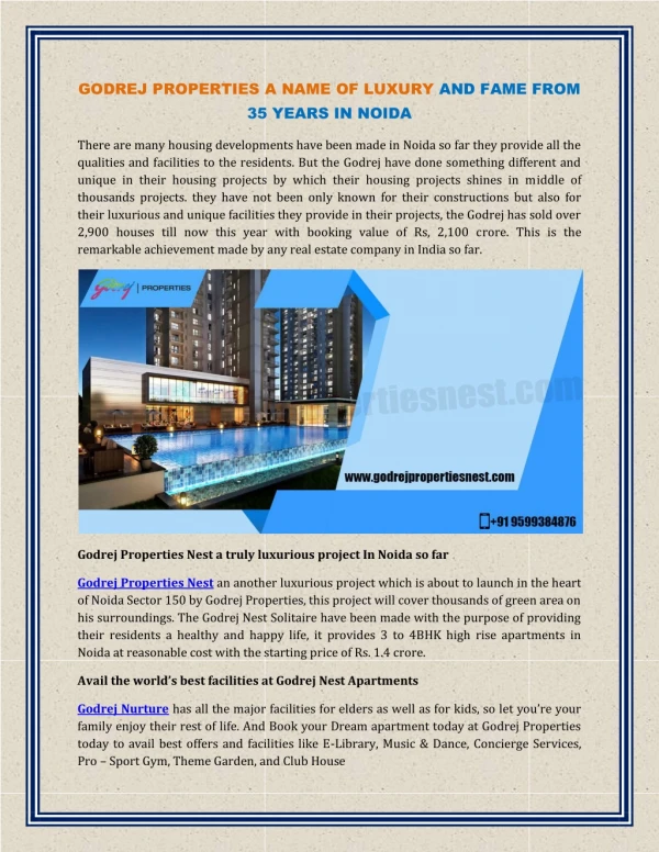 Godrej Properties a name of luxury and fame from 100 years in Noida