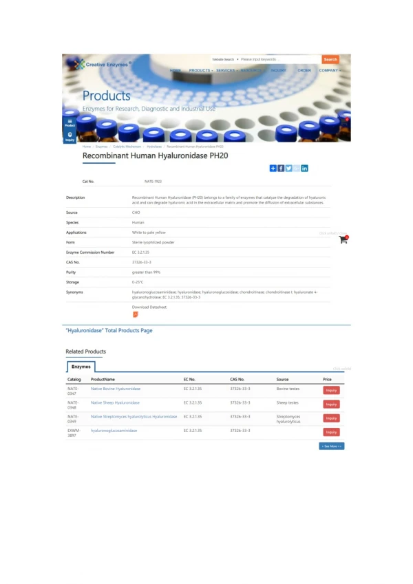 Recombinant Human Hyaluronidase PH20