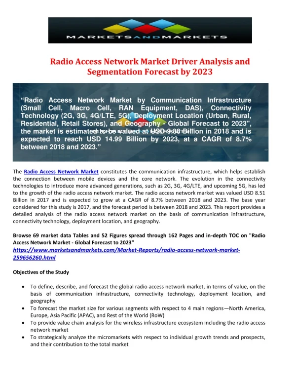 radio access network market driver analysis