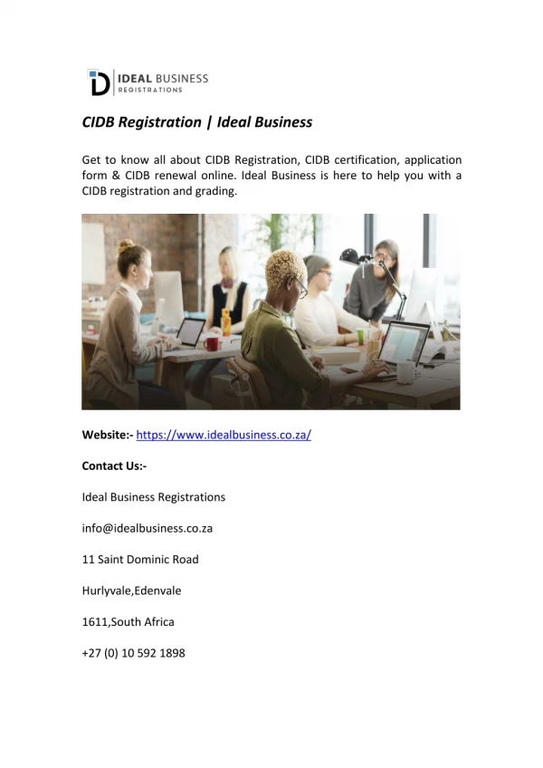 CIDB Registration | Ideal Business