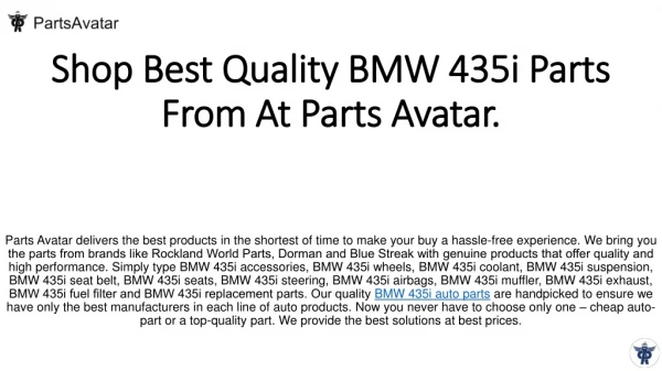 Buy Best Quality BMW 435i Parts At Parts Avatar Canada.