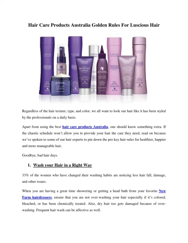 Hair Care Products Australia Golden Rules For Luscious Hair