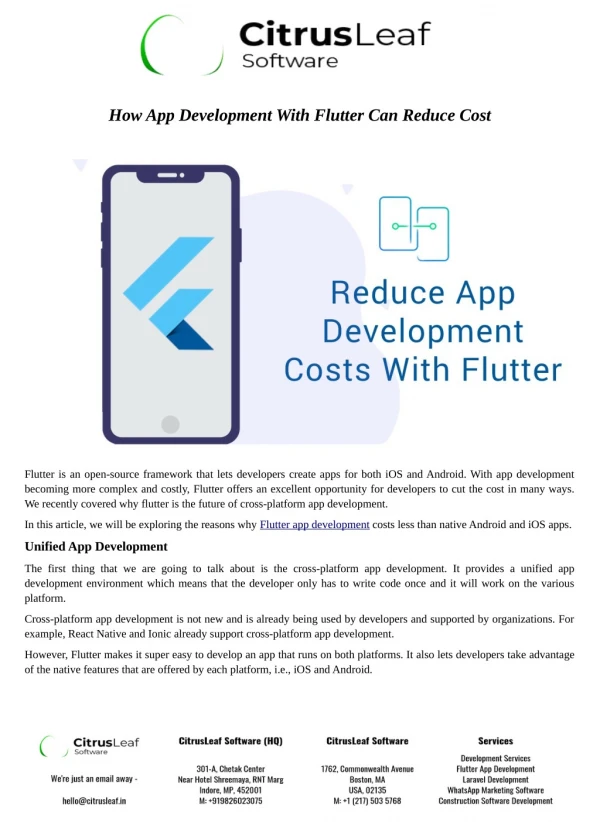 How App Development With Flutter Can Reduce Cost