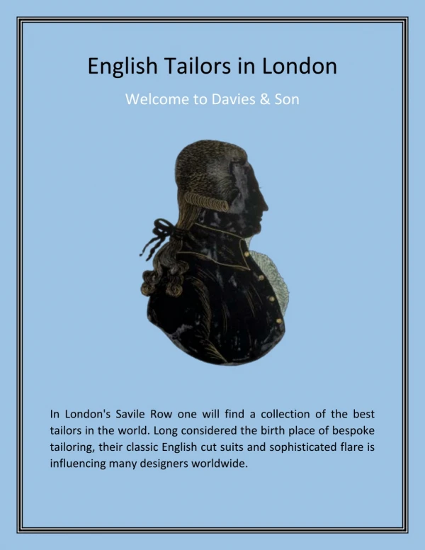 English Tailors in London | Davies & Son