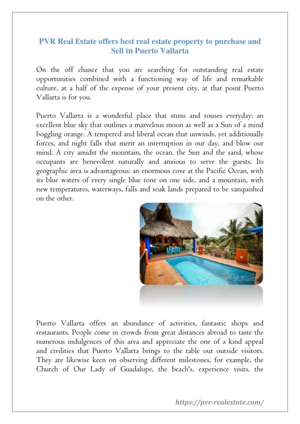 PVR Real Estate offers best real estate property to purchase and Sell in Puerto Vallarta