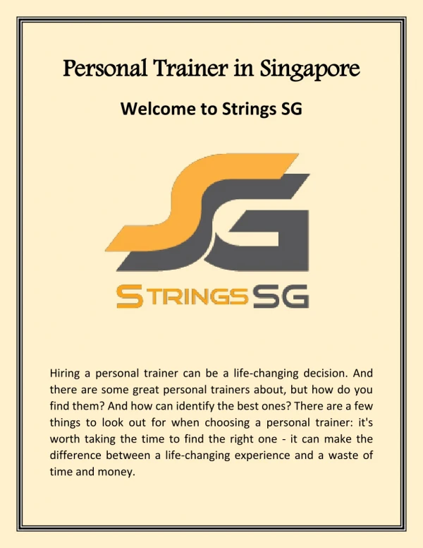 Personal Trainer in Singapore | Strings SG