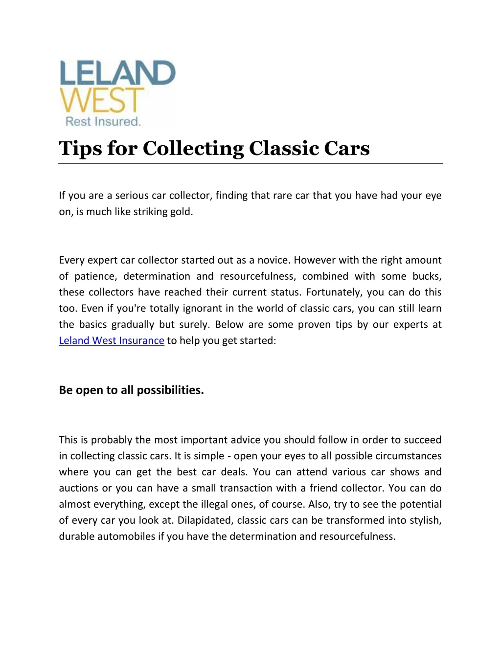 tips for collecting classic cars