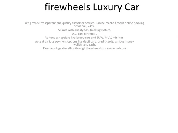 firewheels Luxury Car Rental in Jaipur | Luxury Cars on Rent in Jaipu