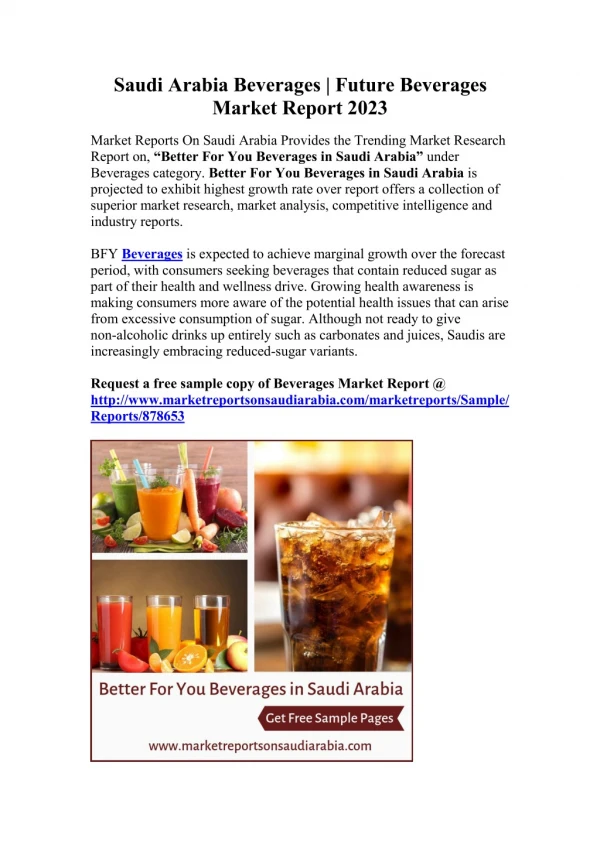 Saudi Arabia Beverages | Future Beverages Market Report 2023