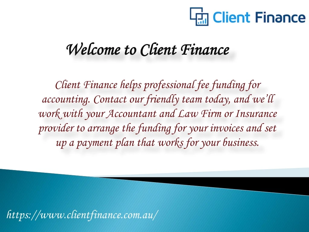welcome to client finance
