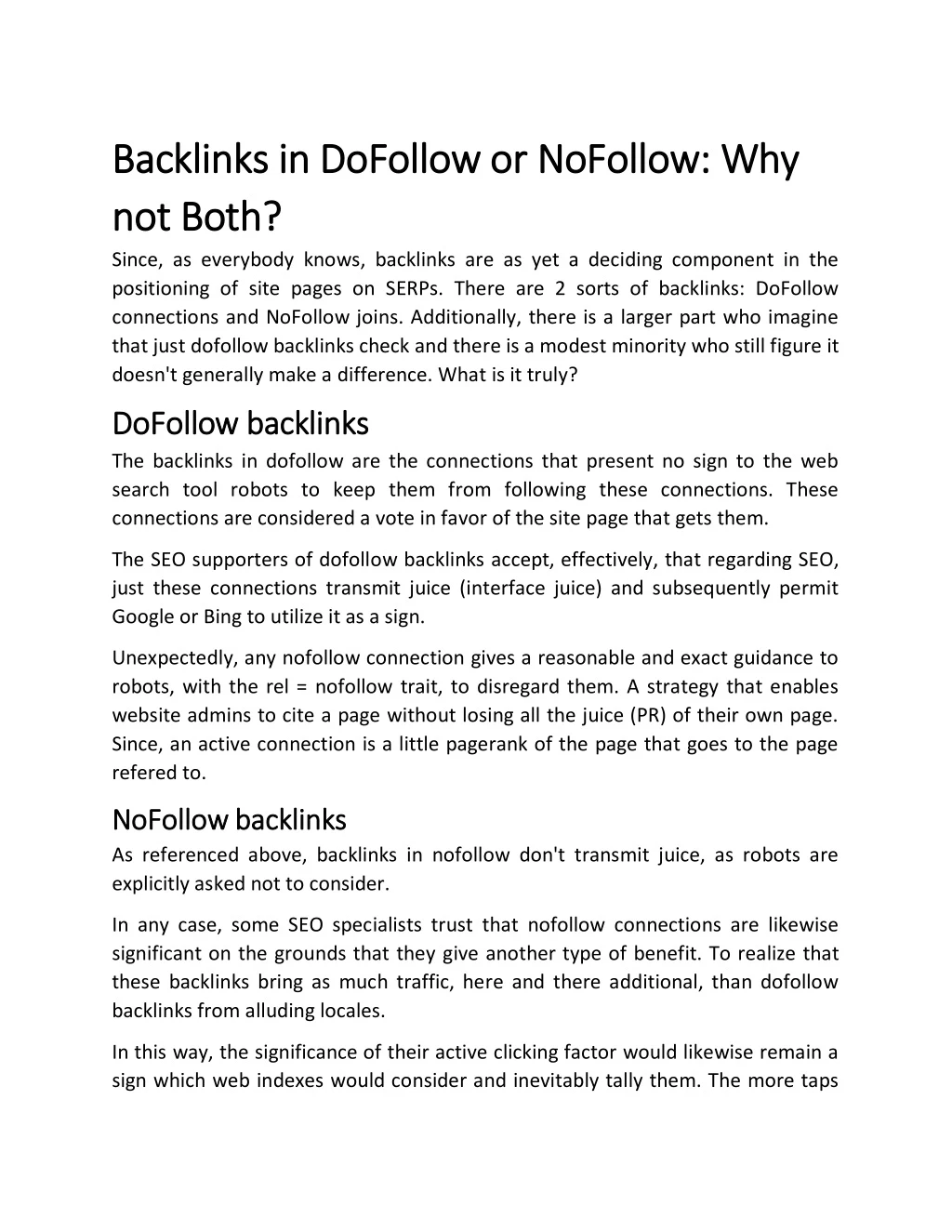 backlinks in dofollow or nofollow backlinks