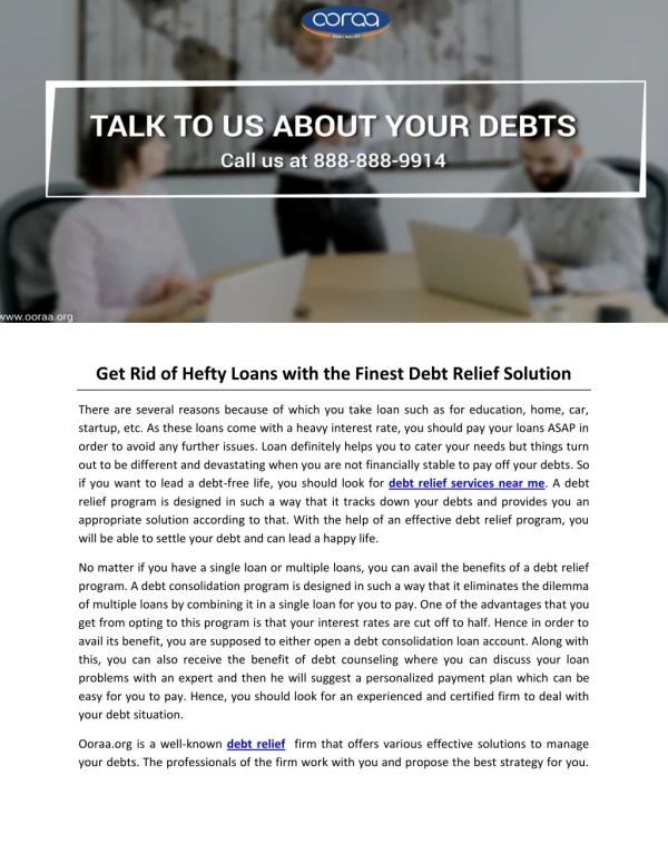 Get Rid of Hefty Loans with the Finest Debt Relief Solution