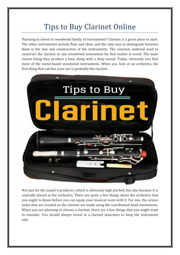 Tips to Buy Clarinet Online