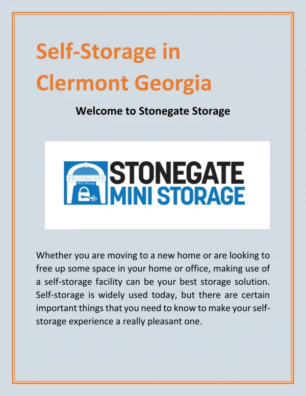 Self Storage in Clermont Georgia