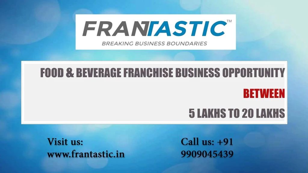 food beverage franchise business opportunity