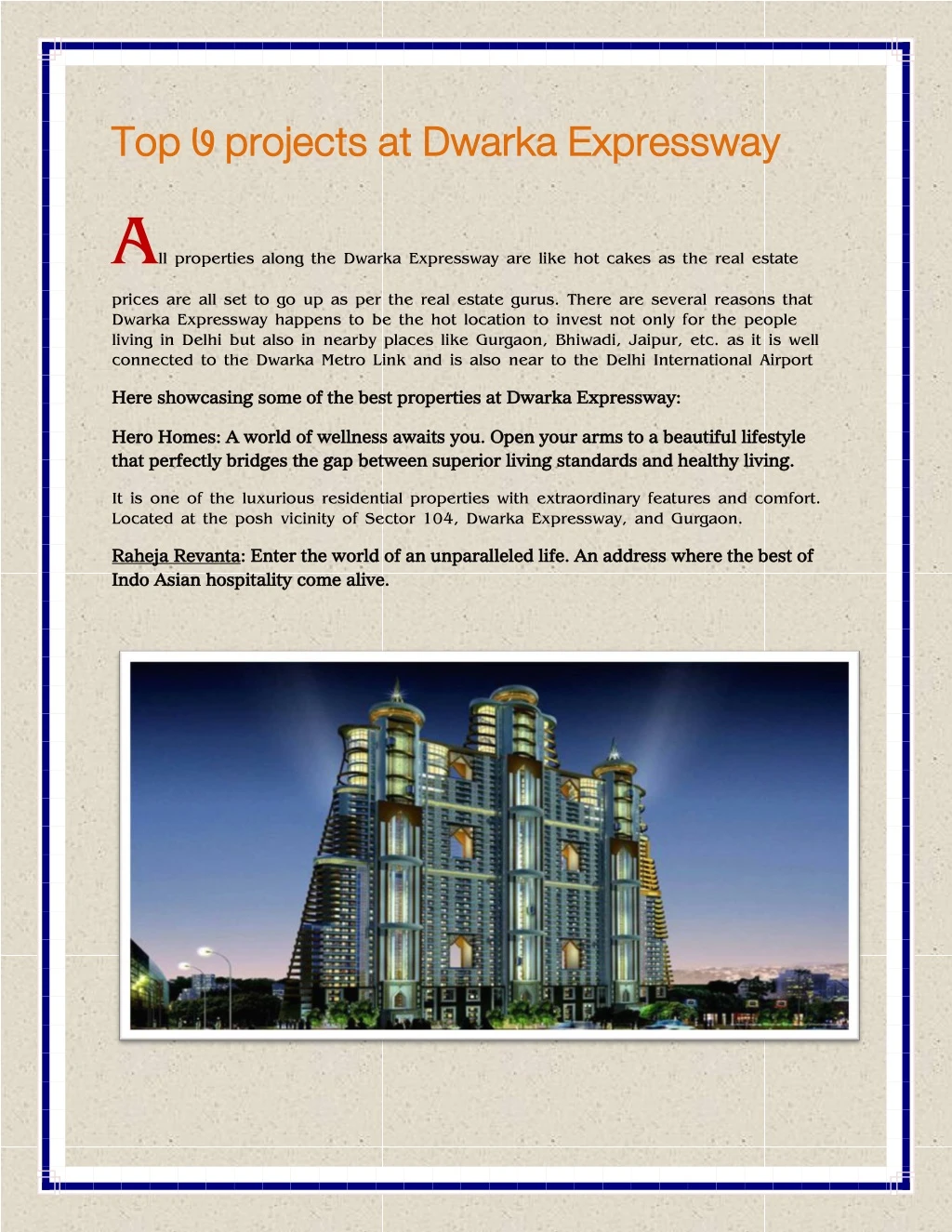 top 7 projects at dwarka expressway