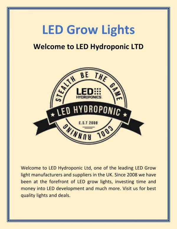 LED Grow Lights | ledhydroponics.co.uk