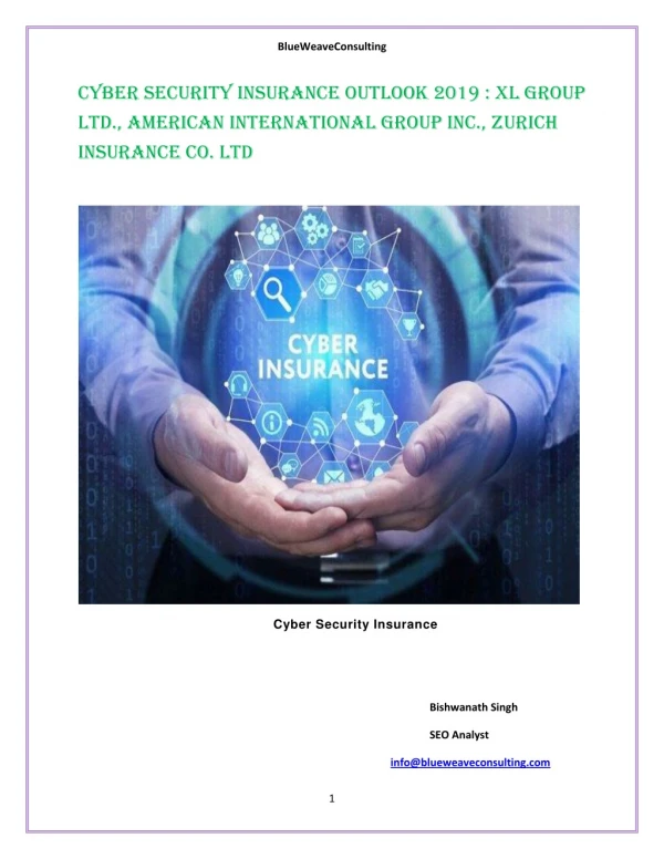 Cyber Security Insurance Outlook 2019 and Forecast to 2025