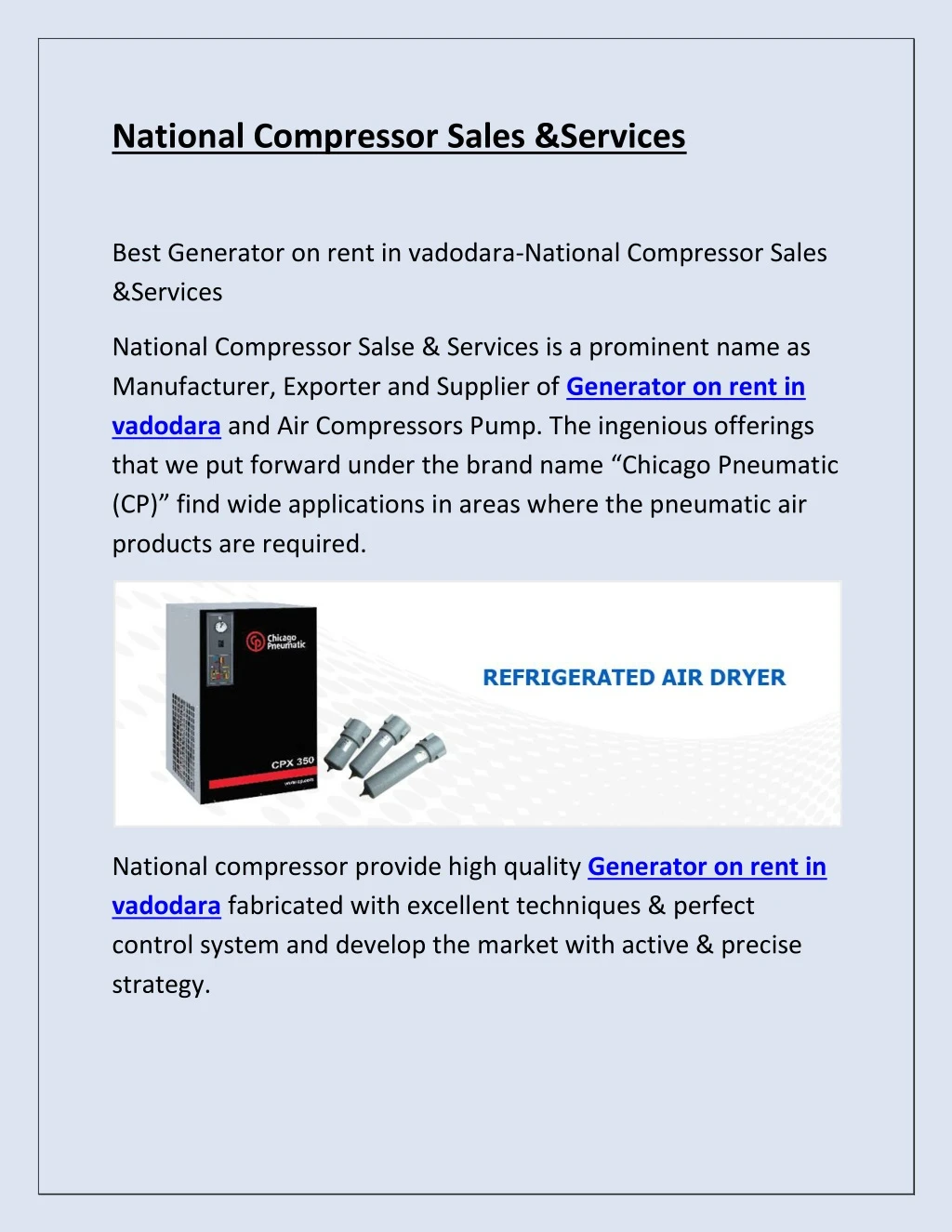 national compressor sales services
