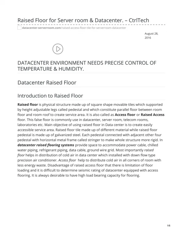 Raised Floor for Server room & Datacenter. – CtrlTech #RaisedAccessFloor #datacenter