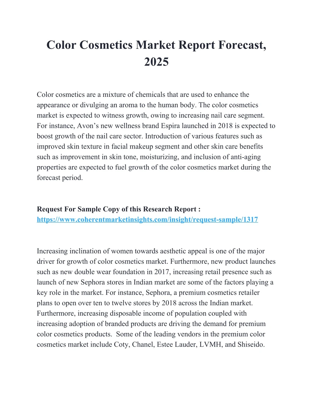 color cosmetics market report forecast 2025