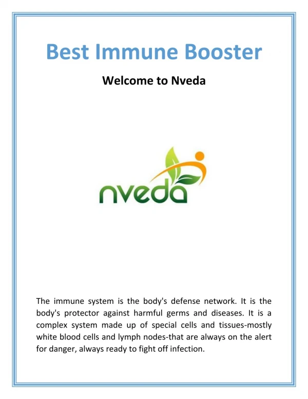 Best Immune Booster | Nveda