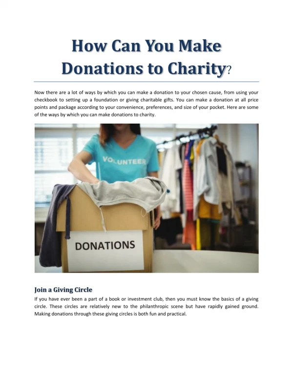 How Can You Make Donations to Charity?