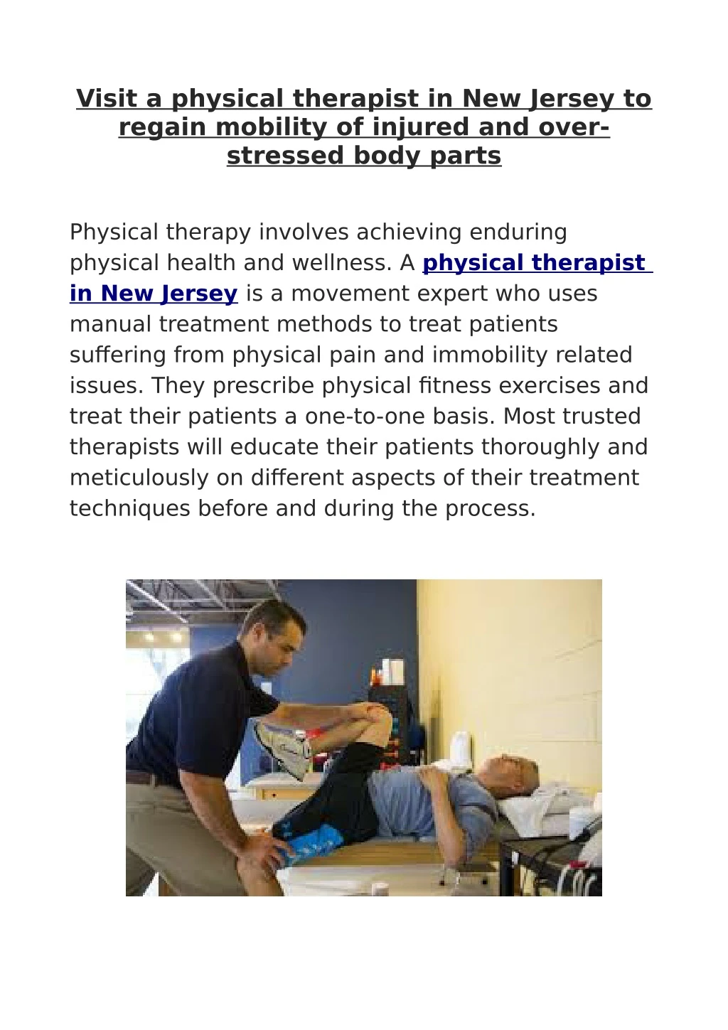 visit a physical therapist in new jersey