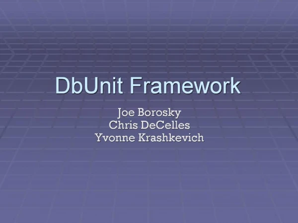 DbUnit Framework