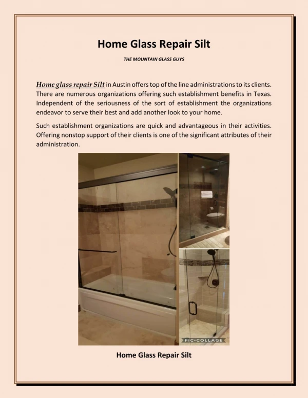 Home glass repair silt