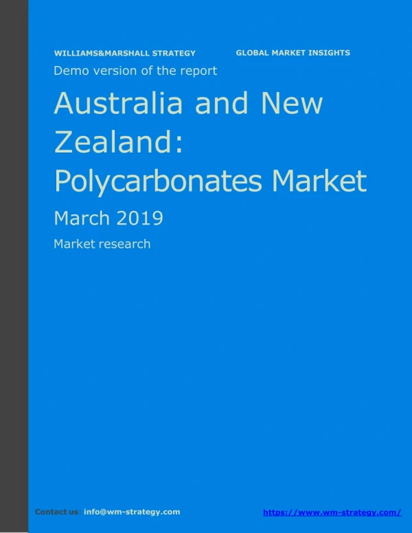WMStrategy Demo Australia And New Zealand Polycarbonates Market March 2019