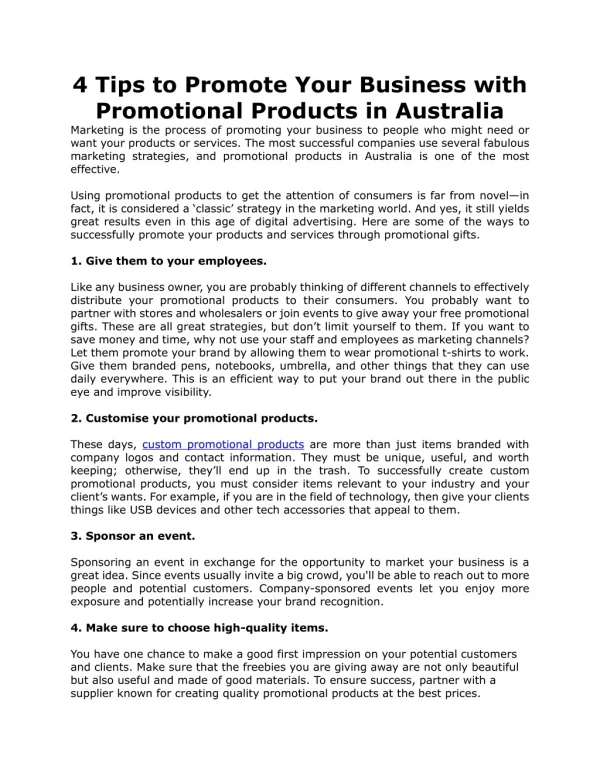 4 Tips to Promote Your Business with Promotional Products in Australia