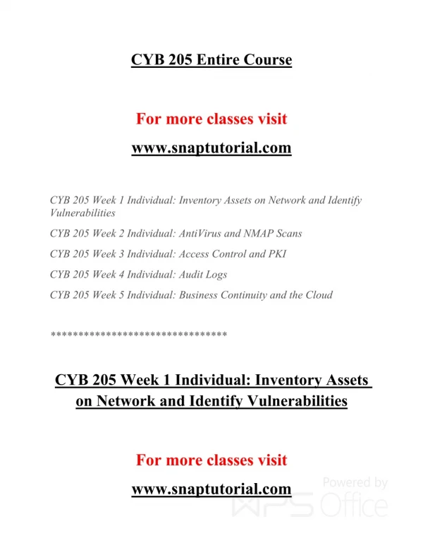 CYB 205 EXceptional Education/snaptutorial.COM