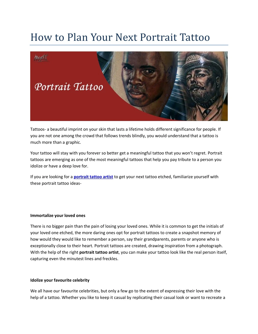 how to plan your next portrait tattoo