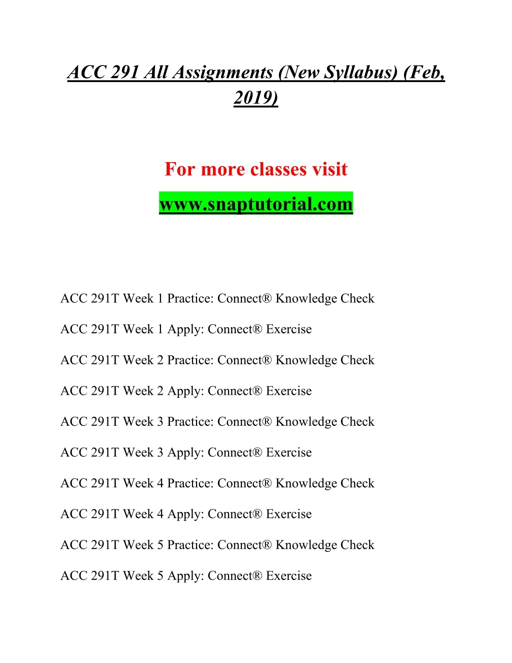 acc 291 all assignments new syllabus feb 2019